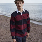 Sewn stripe long sleeve rugby shirt