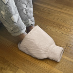 Luxury foot hot water bottle and cover in plush faux fur