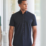 Henbury Short Sleeved Cotton Feel Coolplus® Shirt