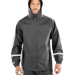 Prism PU waterproof jacket with reflective bands and recycled backing