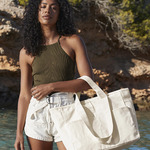 Double-handle cargo pocket tote
