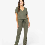 Spasso Ladies Short Sleeve Linen Knit Jumpsuit