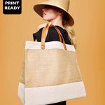 Adley jute with faux leather tote