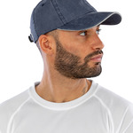 Washed Fine Line Cotton Cap with Sandwich Peak