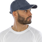 Washed fine line cotton cap with sandwich peak