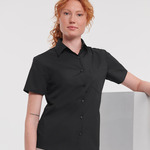 Russell Collection Ladies Short Sleeve Easy Care Poplin Shirt
