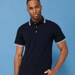 Henbury Contrast Double Tipped Cotton Piqué Polo Shirt