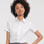 Russell Collection Ladies Short Sleeve Herringbone Shirt