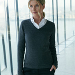 Henbury Ladies Lightweight Cotton Acrylic V Neck Sweater