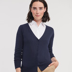 Russell Collection Ladies Cotton Acrylic V Neck Cardigan
