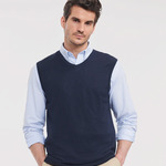 Russell Collection Sleeveless Cotton Acrylic V Neck Sweater