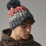 Corkscrew pom pom beanie