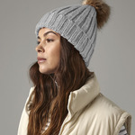 Beechfield Faux Fur Pop Pom Chunky Beanie