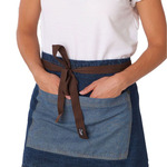 Washed Denim Contrast Waist Apron
