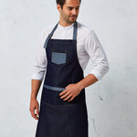 Domain contrast denim bib apron