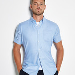 Kustom Kit Short Sleeve Slim Fit Oxford Shirt