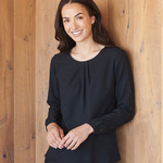 Women's pleat front long sleeve blouse