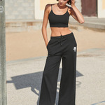 Women's sustainable fashion wide leg joggers