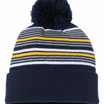 12" Striped Pom-Pom Cuffed Beanie