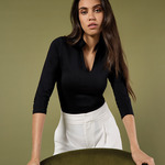 Kustom Kit Ladies 3/4 Sleeve Mandarin Collar Top